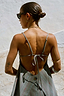 Grey Love Pinstripe Backless Top