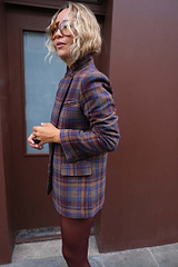 Check Fold Over Blazer
