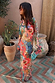 Blue Mari Aria Mesh Dress in a multi-coloured paisley print with long sleeves and a midaxi length.