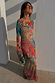 Blue Mari Aria Mesh Dress with a colourful paisley print and long sleeves in a sheer stretch mesh fabric.