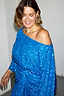 Thumbnail for Blue Sequin Tilly Top featuring shimmering sequins and an off-the-shoulder fit, highlighting inclusive sizing.