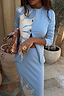 Ice Blue Sol Alexa Cardigan with a hand-painted sun print and ribbed texture, styled as a matching co-ord.