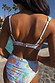 Blue Dreamer Bikini Top in a sun and star print with adjustable straps and a metal back clasp fastening.