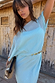 Blue Chiffon Tilly Dress with an off-the-shoulder silhouette, sheer chiffon top and satin skirt.