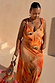 Burnt orange Blurred Floral Sofia Dress with tie-knot shoulders and a V-neckline, designed for inclusive sizing.