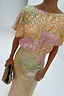 Pink Boho Elodie Dress in pastel ombre with gold flecks, featuring pink, yellow and green tones.