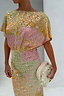 Thumbnail for Pink Boho Elodie Dress in a pastel ombre print with gold fleck detailing and short sleeves.