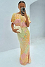 Thumbnail for Pink Boho Elodie Dress in a pastel ombre with gold fleck detailing, shown in a mirror selfie.