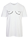 Iconic white Boob T-shirt featuring a black line-art illustration on a 100% cotton base.