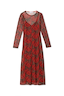 Red Leopard Bow Mesh Dress in sheer mesh with leopard print bows, long sleeves and an included red slip.