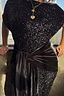 Thumbnail for Black Sequin Bow Dress with shimmering sequins and a black velvet waist tie for versatile multi-wear styling.