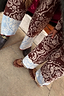 Thumbnail for Kids Chocolate Bandana Knitted Set in brown and blue paisley, featuring a soft knit fabric and matching adult style.