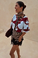 Thumbnail for Burgundy & Blue Poppy Cardigan with leopard trim, styled with a leopard and lace mini skirt and brown scarf.