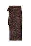 Thumbnail for Chocolate Sequin Jaspre Skirt, a brown sequined midi wrap skirt with a side tie detail.
