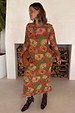 Olive Buckles Mesh Dress with western horseshoe motifs and long sleeves in a sheer olive mesh fabric.