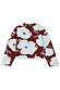 Thumbnail for Burgundy and Blue Poppy Cardigan back view featuring a baby blue floral print and leopard trim neckline.