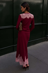 Burgundy Rib Midi Maeva Skirt