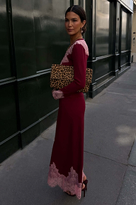 Burgundy Rib Midi Maeva Skirt