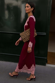 Burgundy Rib Midi Maeva Skirt