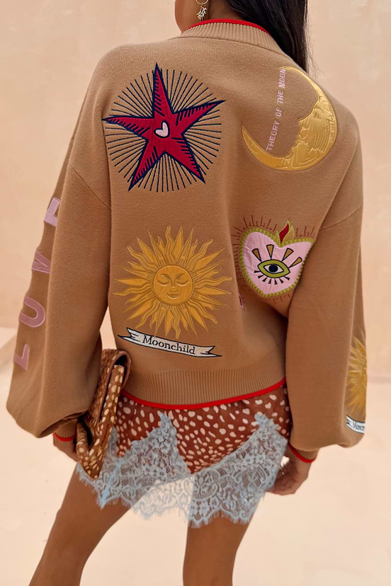 never fully dressed embroidered cardigan Never Fully Dressed embroidered love cardigan in red