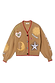 Thumbnail for Camel Mystical Cardigan featuring red contrast trim and celestial sun, moon and star embroidery.