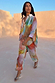Multicoloured Abstract Cape Shirt in a relaxed oversized fit, styled with matching co-ord trousers for a vacation.