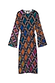 Check Soho Dress in autumnal multi-coloured plisse with a check print, long sleeves and a matching tie waist belt.