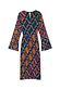 Thumbnail for Check Soho Dress in multi-tonal autumnal plisse with a diamond check print, tie neckline and flared sleeves.