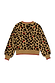 Thumbnail for Cherry Leopard Cardigan in iconic leopard print knit with red cherry motifs and contrast red trims, back view.