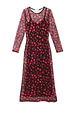 Cherry Mesh Soho Dress with a red digital cherry print on sheer mesh fabric, long sleeves and inner slip.