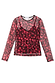 Sheer Cherry Mesh Long Sleeve Top featuring an all-over red cherry print and an included slip vest.