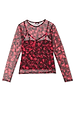 NFD Cherry Mesh Long Sleeve Top featuring an all-over red cherry print, sheer fabric and a matching slip vest.