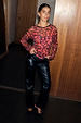 Red Cherry Mesh Long Sleeve Top with a sheer cherry print, paired with black leather-look trousers.