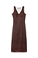 Chocolate Beaded Allegra Dress in brown satin with a V-neckline and back tie fastening.