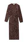 Chocolate Sequin Vienna Dress featuring a wrap waist, V-neckline and long sleeves in chocolate brown sequins.