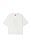 White 100% cotton Choose Love T-Shirt back view with red contrast stitching and neck logo, designed in London.