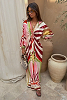 Cirque Toria Dress with a multicoloured sun print, tie bust detail and relaxed midaxi silhouette.