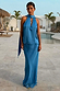 Cobalt Lily Top featuring a multi-wear tie neck and satin-feel finish, styled as a co-ord.