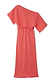 Coral Plisse Tilly Dress with gold flecks, an off-the-shoulder neckline and elasticated waistband.