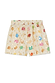 Cream Shell Elissa Shorts with gold flecks and a colourful shell print, featuring an elasticated waistband.