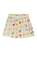 Cream Shell Elissa Shorts with a colourful shell print, gold fleck details and an elasticated waistband.