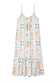 White Island Cross Stitch Maxi Dress with a tropical cross stitch print, twisted rope straps and Dobby fabric.