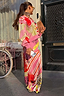 Pink Dallas Dorris Skirt featuring abstract cowgirl prints, styled with a matching cardigan and clutch.