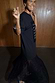 Black Dance Sequin Cara T Shirt Dress with a lace skirt insert on a 5ft5” model wearing size M.