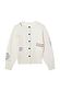 Cream Darcy Cardigan with neon embroidered sun and geometric motifs, button-up front and ribbed hem.