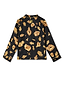 Thumbnail for Deloris Pyjama shirt in black with iconic gold hand, heart and eye motifs, long sleeves and piped cuffs.