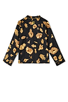 Deloris Pyjama shirt in black with iconic gold hand, heart and eye motifs, long sleeves and piped cuffs.