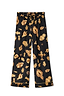 Thumbnail for Black Deloris pyjama bottoms featuring gold hand, heart and eye motifs with an elasticated drawstring waistband.