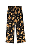 Deloris pyjama bottoms in black featuring gold hand, heart and eye motifs with an elasticated waist.