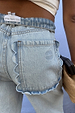 Blue denim Scallop Detail Straight Leg Jeans featuring a scalloped back pocket with embroidered NFD logo.